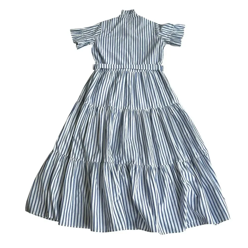 Mille striped tiered maxi dress coastal grandmother resortcore cotton Small - Picture 4 of 8